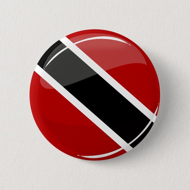 Glossy Round Trinidad och Tobago Flagga Knapp (Framsida)