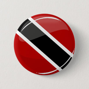 Glossy Round Trinidad och Tobago Flagga Knapp