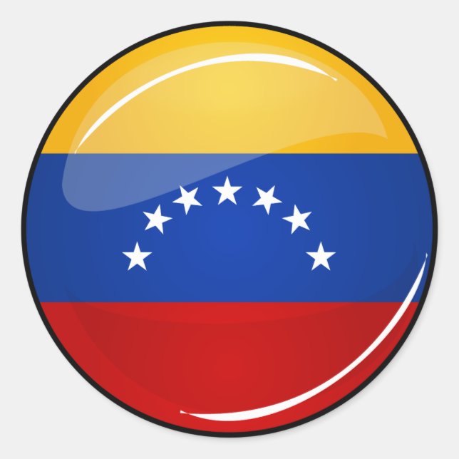 Glossy Round Venezuela Flagga Runt Klistermärke (Framsida)