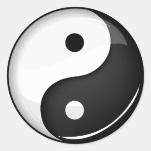 Glossy Round Yin Yang Symbol Runt Klistermärke