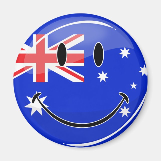 Glossy Smiling Australian Flagga Magnet (Framsidan)