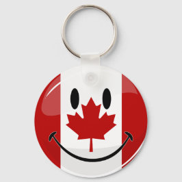 Glossy Smiling Canadian Flagga Nyckelring