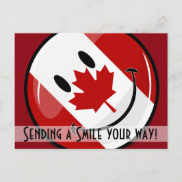 Glossy Smiling Canadian Flagga Vykort
