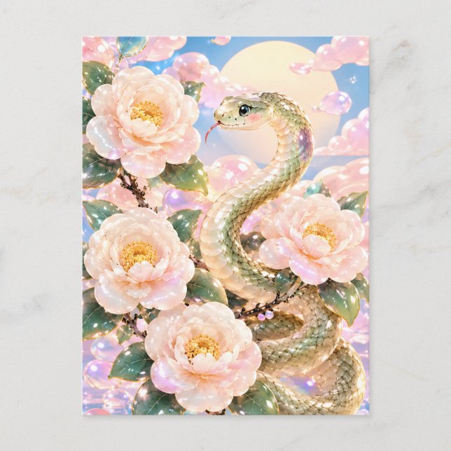 Glossy Snake Floral Art Vykort (Framsida)