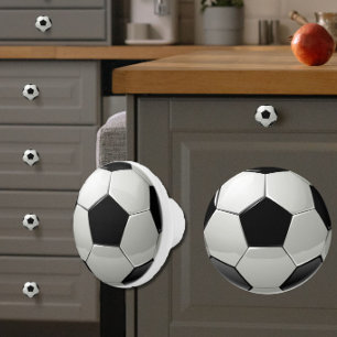 Glossy Soccer Ball/Futbol Black + White Sporty Knopp