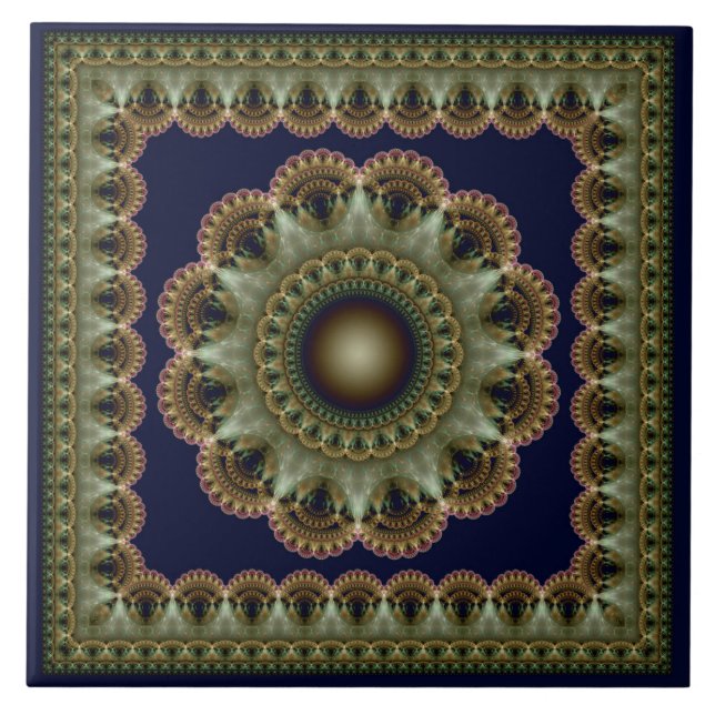 Glossy som förorsakar prydnadsmandala kakelplatta (Framsidan)