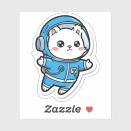 Glossy Transparent -Cute Astronaut Cat 3x3 Klistermärken