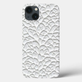 Glossy White iPhone Case with Textured Branch