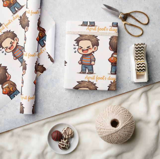 Glossy Wrapping Paper April Fool's Day Fishing Presentpapper (Hantverk)