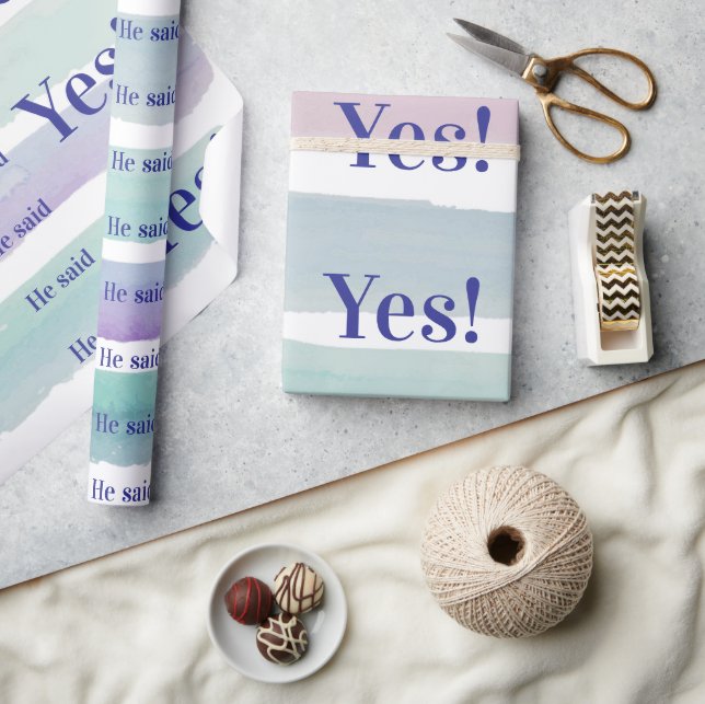 Glossy Wrapping Paper Pastel Colors He said Yes! Presentpapper (Hantverk)