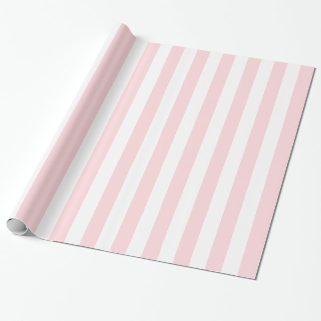 Glossy Wrapping Paper Pink & White Stripe  Presentpapper (Utrullad)