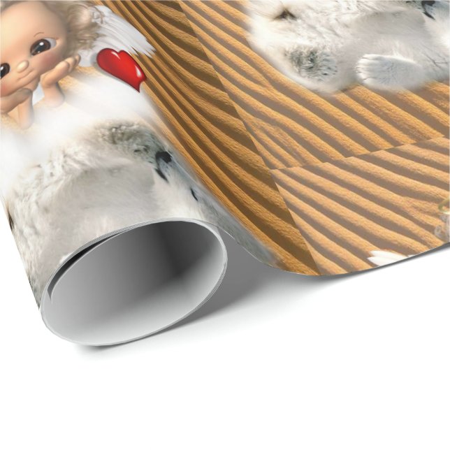 Glossy Wrapping Papper Angel Presentpapper (Rullad Hörn)
