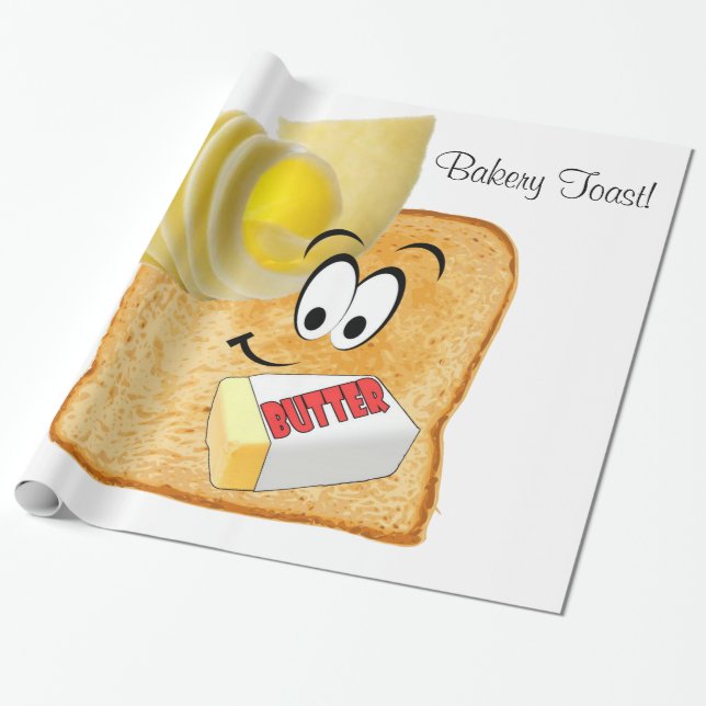 Glossy Wrapping Papper, Bakery Toast Butter Presentpapper (Utrullad)