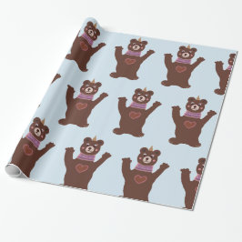 Glossy Wrapping Papper Bear Pojke-gåva Presentpapper