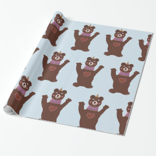 Glossy Wrapping Papper Bear Pojke-gåva Presentpapper