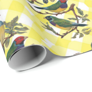 Glossy Wrapping Papper Bird Gult Play Presentpapper