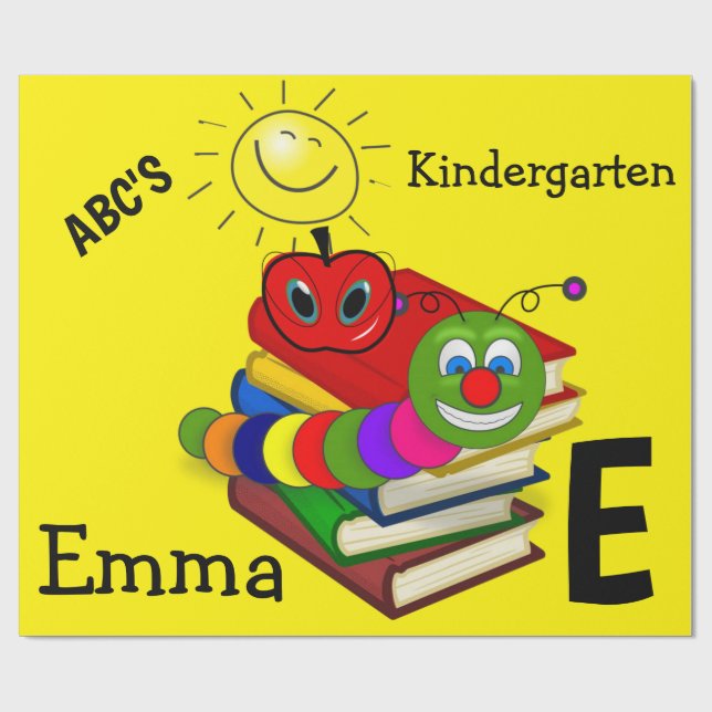 Glossy Wrapping Papper, Bookworm Bokar Bee Gult Presentpapper (Platt)