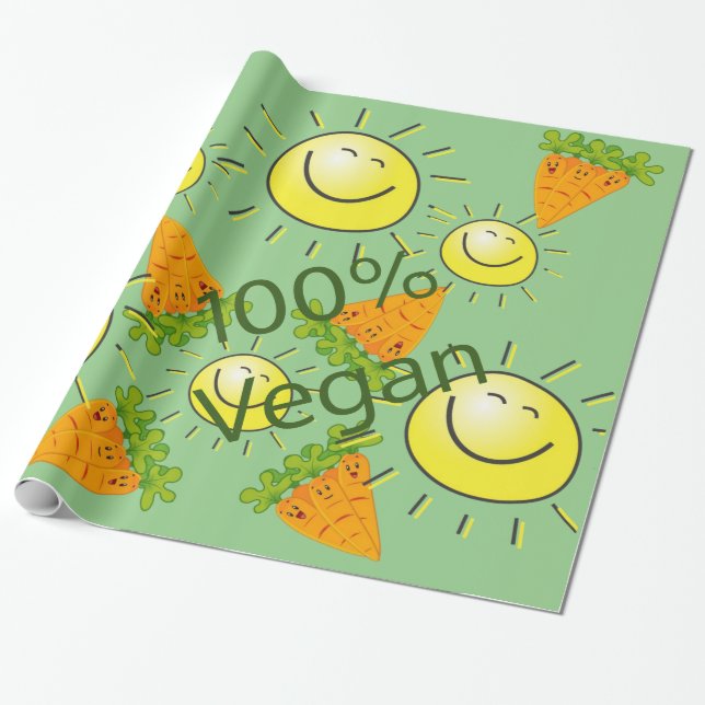 Glossy Wrapping Papper, Carrots Sol 100% Vegan Presentpapper (Utrullad)