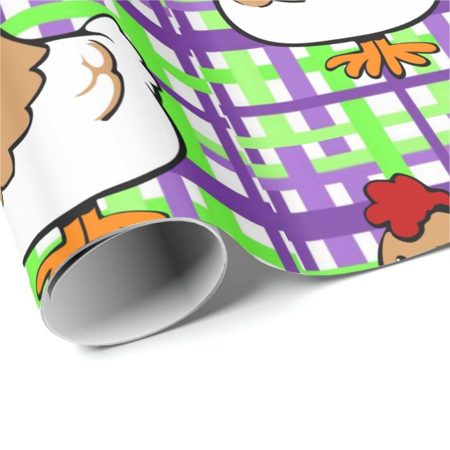 Glossy Wrapping Papper Chicken Lila Gult Play Presentpapper (Rullad Hörn)