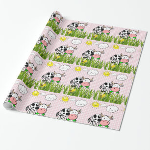 Glossy Wrapping Papper, Cow Sol Clouds Presentpapper