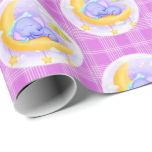 Glossy Wrapping Papper Elephant Lila Play Presentpapper