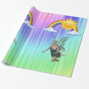 Glossy Wrapping Papper Fairy Rainbow Presentpapper