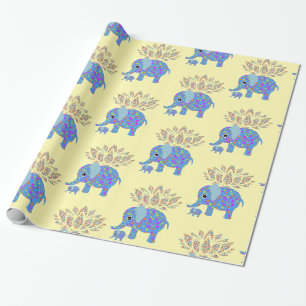 Glossy Wrapping Papper, färgfull elefant Presentpapper