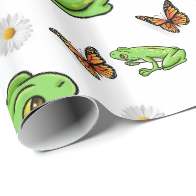 Glossy Wrapping Papper Frogs Bumblebee Butterfly Presentpapper (Rullad Hörn)