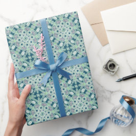 Glossy Wrapping papper grönt boho Presentpapper
