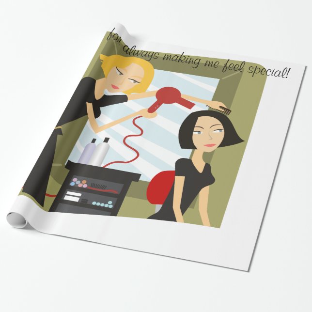 Glossy Wrapping Papper, Hair Stylist Beauty Salon Presentpapper (Utrullad)