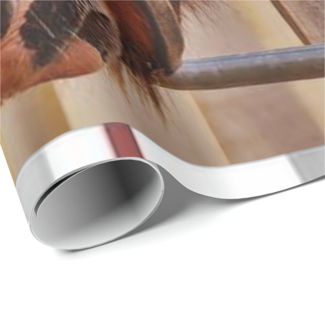Glossy Wrapping Papper Horse Presentpapper (Rullad Hörn)