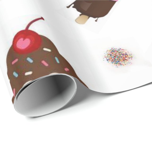 Glossy Wrapping Papper Ice Cream Presentpapper (Rullad Hörn)