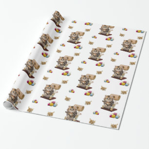 Glossy Wrapping Papper, Kitten Cat Condo Yarn Presentpapper