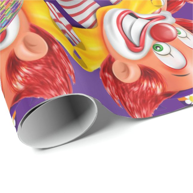 Glossy Wrapping Papper Lila Clown Presentpapper (Rullad Hörn)