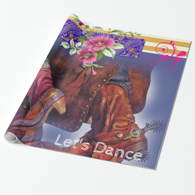 Glossy Wrapping Papper, Line Dancing Land Presentpapper (Utrullad)