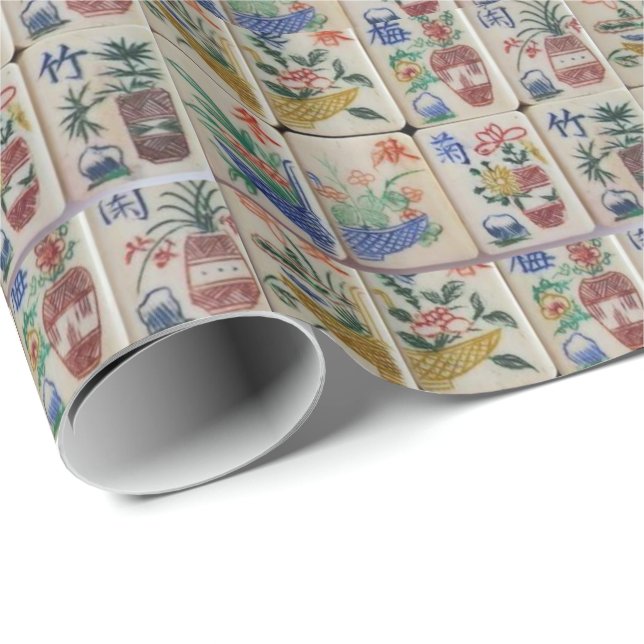 Glossy Wrapping Papper Mahjong Presentpapper (Rullad Hörn)