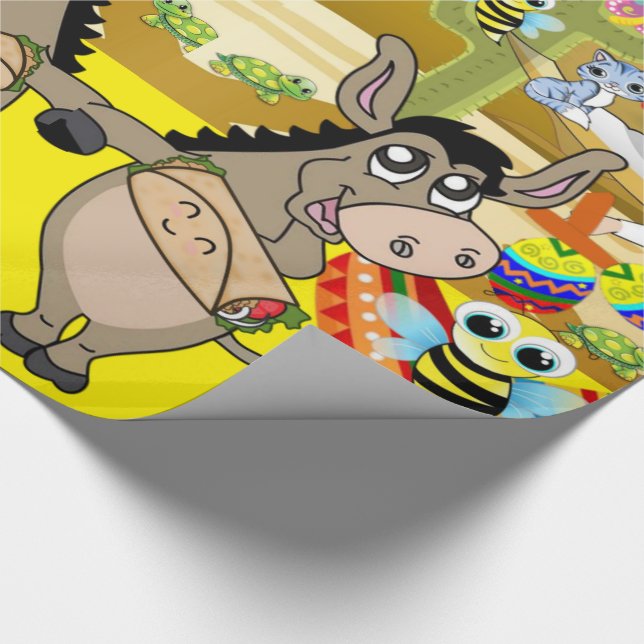 Glossy Wrapping Papper, Mexikanskt man Donkey Bee Presentpapper (Hörn)