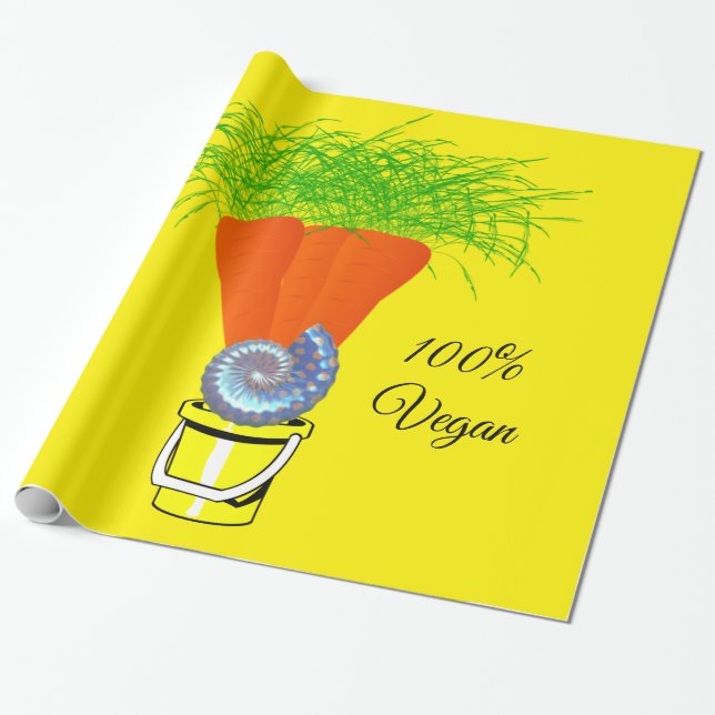 Glossy Wrapping Papper, morot 100 % Vegan Presentpapper (Utrullad)