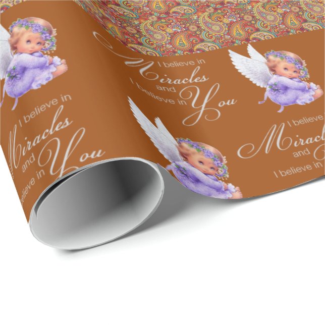 Glossy Wrapping Papper Paisley Angel Presentpapper (Rullad Hörn)