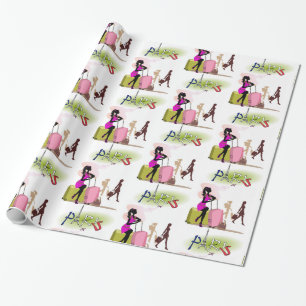 Glossy Wrapping Papper, Paris Frankrike Vacation Presentpapper