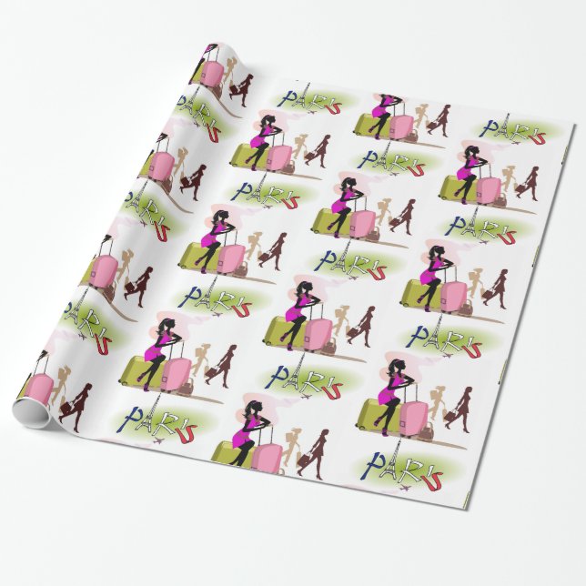 Glossy Wrapping Papper, Paris Frankrike Vacation Presentpapper (Utrullad)