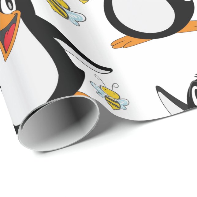 Glossy Wrapping Papper Penguin Bumblebee Presentpapper (Rullad Hörn)
