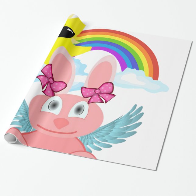 Glossy Wrapping Papper, Rainbow Rabbit Sol Presentpapper (Utrullad)