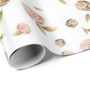 Glossy Wrapping Papper Ro Blommigt Presentpapper