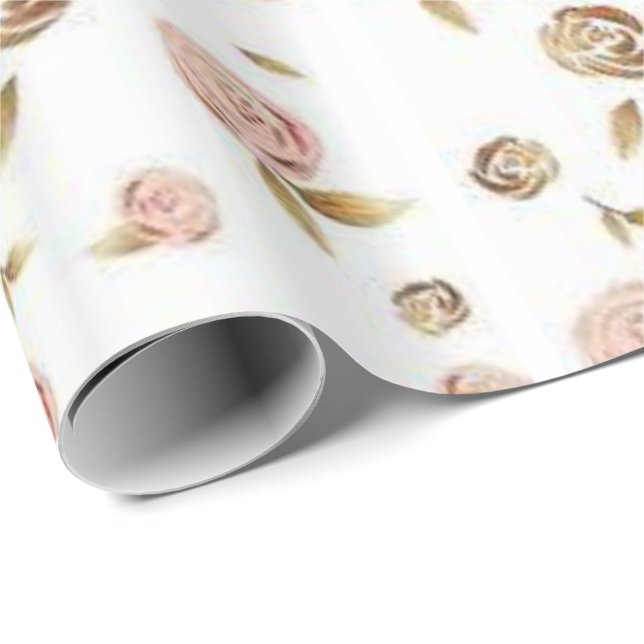 Glossy Wrapping Papper Ro Blommigt Presentpapper (Rullad Hörn)