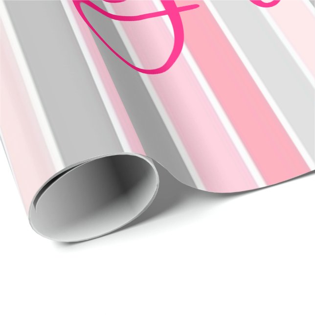 Glossy Wrapping Papper Rosa Rand Blommigt Presentpapper (Rullad Hörn)