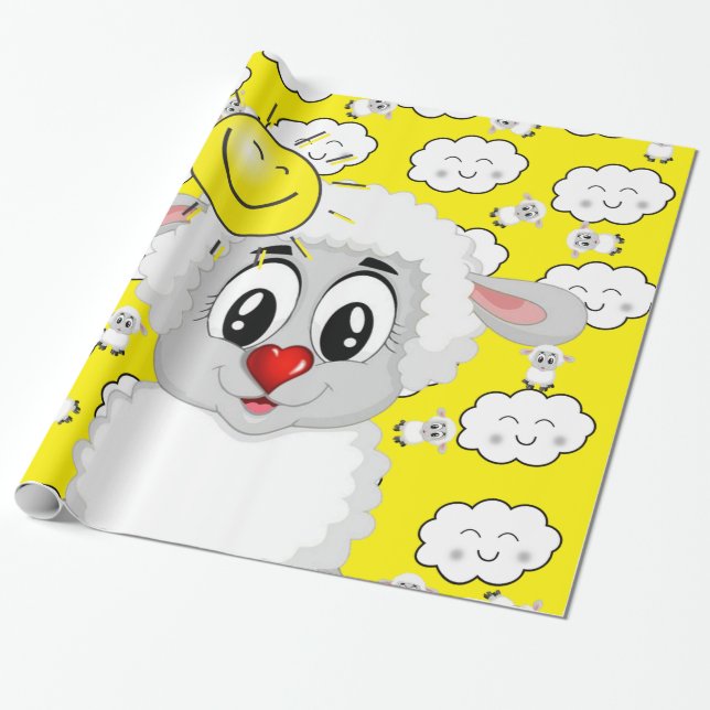 Glossy Wrapping Papper, Sol får Clouds Gult Presentpapper (Utrullad)