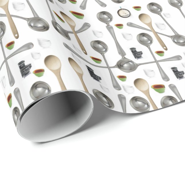 Glossy Wrapping Papper Spoons Presentpapper (Rullad Hörn)