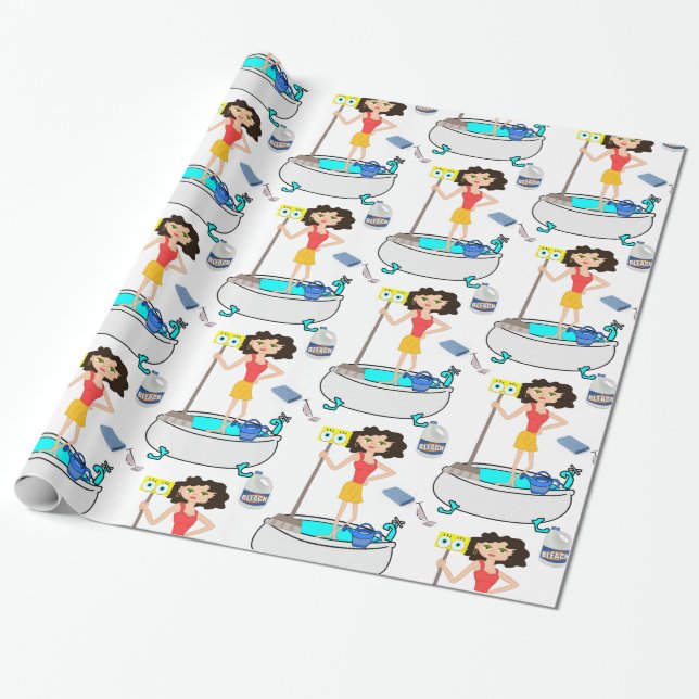 Glossy Wrapping Papper, Städning Dam Presentpapper (Utrullad)