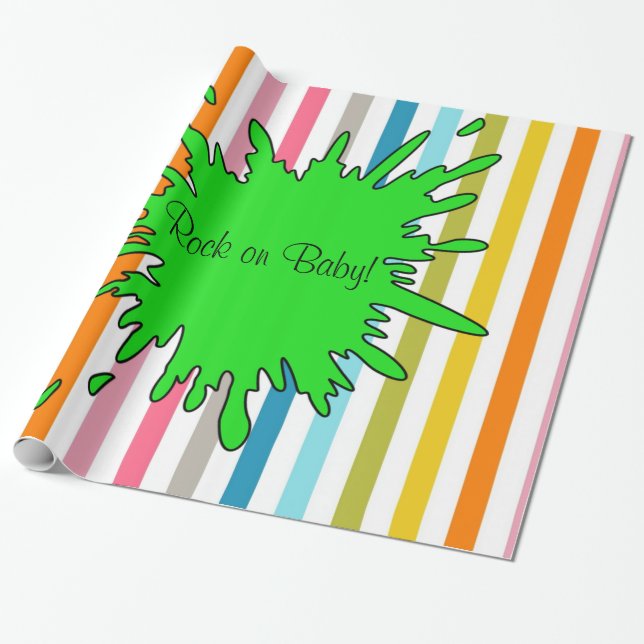 Glossy Wrapping Papper, Sten Sten på Baby! Rand Presentpapper (Utrullad)